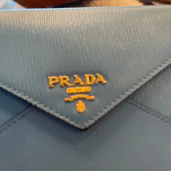 Prada envelope wallet Vitello Move in Mare (sea) blue - Picture 11 of 12